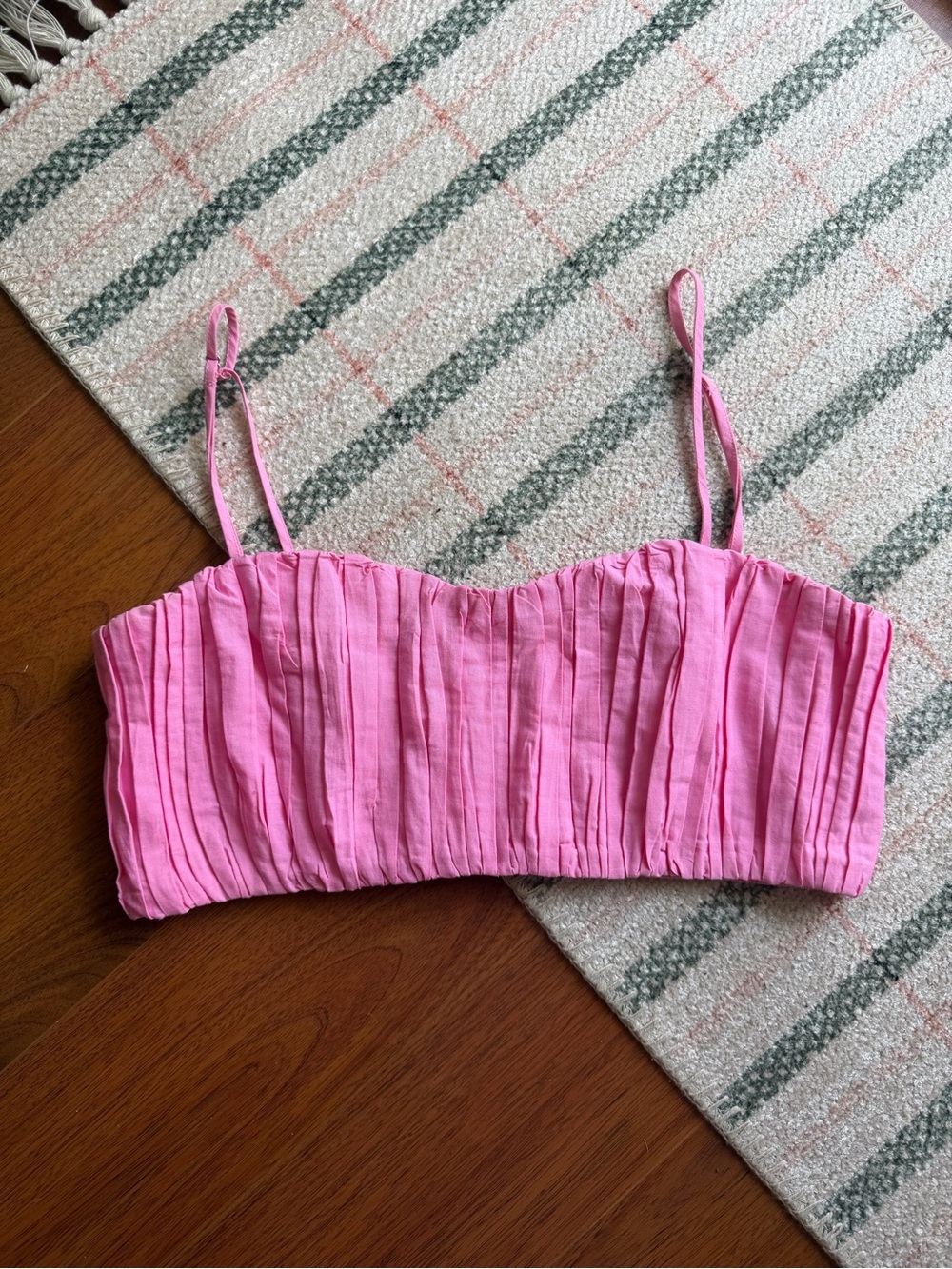 Anthropologie Womens Pleated Strapless Crop Top